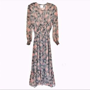 Misa Los Angeles Pink Floral Print Dress Size XS